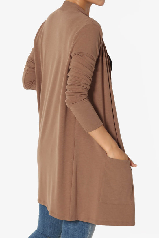 Daday Long Sleeve Pocket Open Front Cardigan COCOA_4