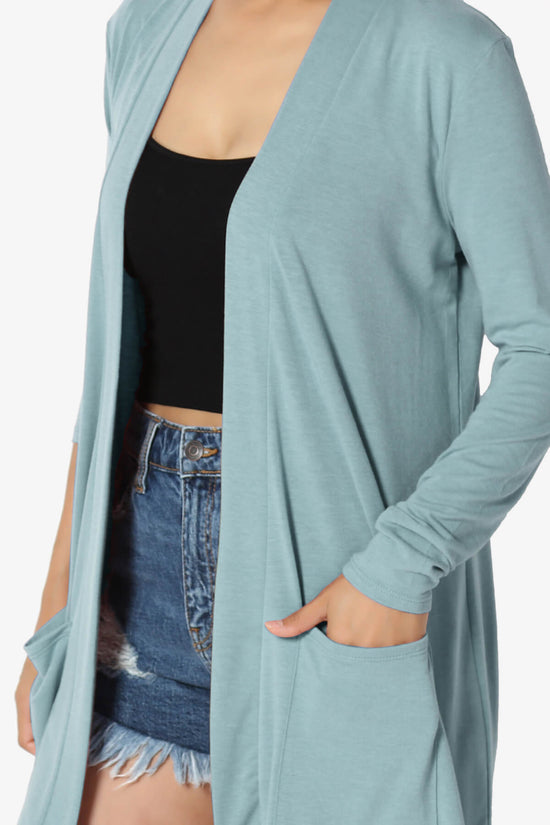 Load image into Gallery viewer, Daday Long Sleeve Pocket Open Front Cardigan DUSTY BLUE_5

