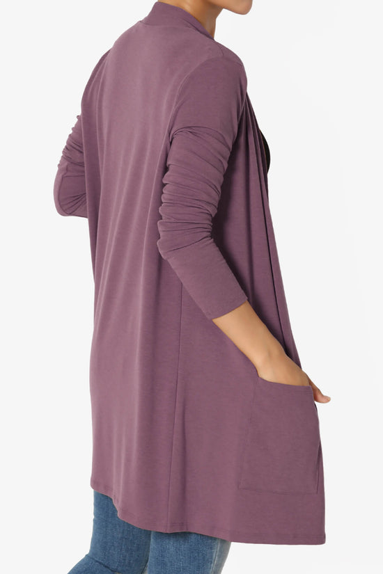 Load image into Gallery viewer, Daday Long Sleeve Pocket Open Front Cardigan DUSTY PLUM_4
