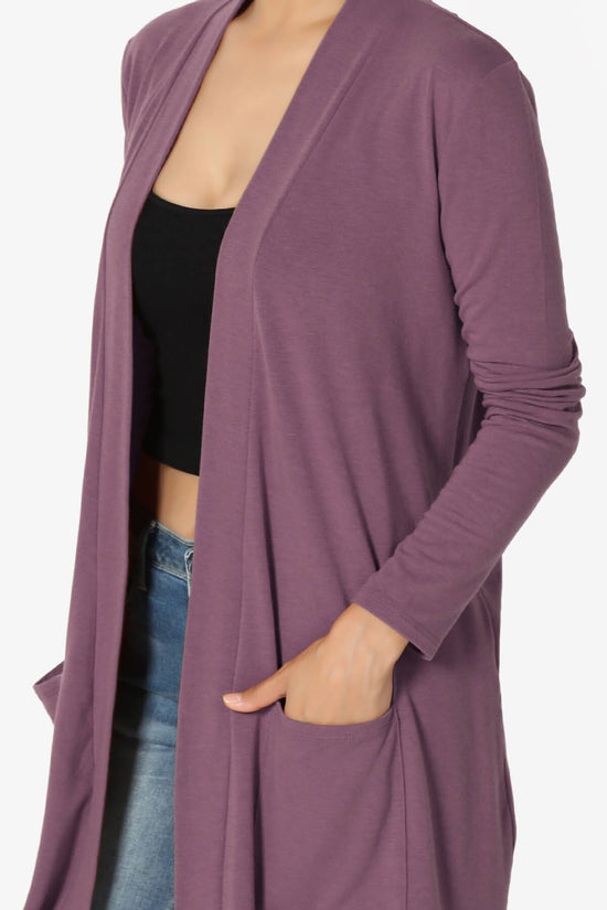 Load image into Gallery viewer, Daday Long Sleeve Pocket Open Front Cardigan DUSTY PLUM_5
