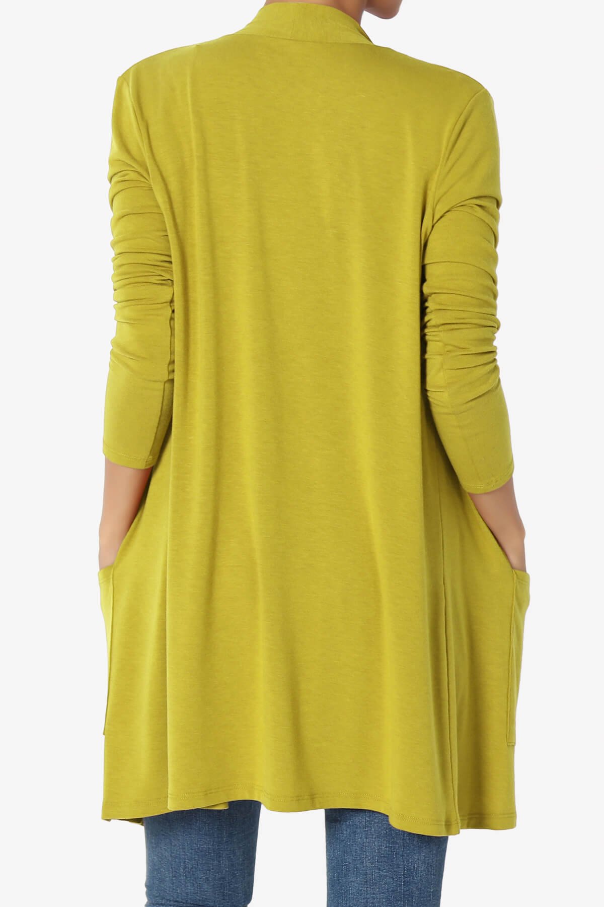 Load image into Gallery viewer, Daday Long Sleeve Pocket Open Front Cardigan GOLDEN WASABI_2
