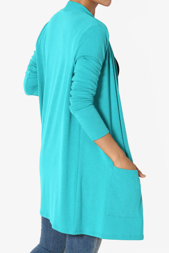 Daday Long Sleeve Pocket Open Front Cardigan ICE BLUE_4