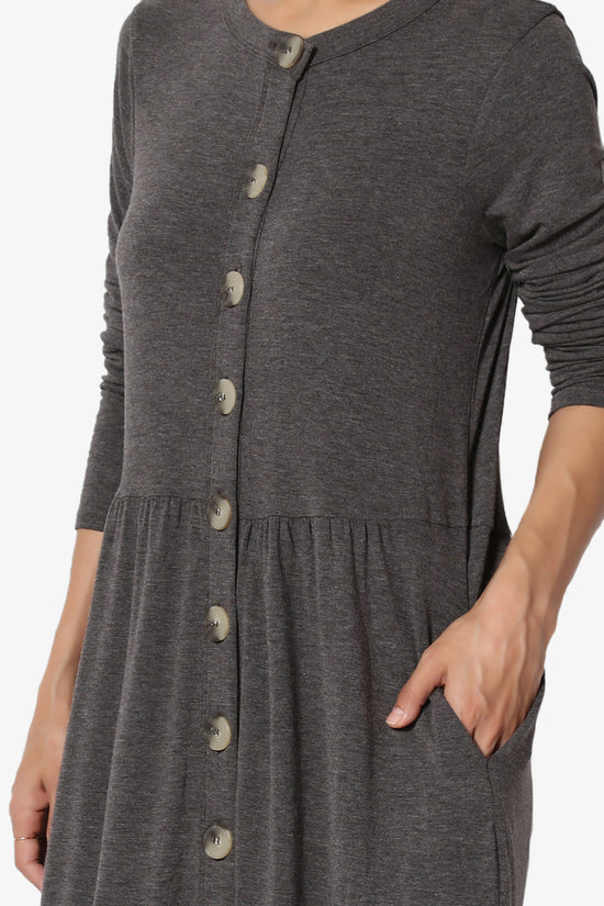 Load image into Gallery viewer, Karly Button Front Dress Cardigan CHARCOAL_5
