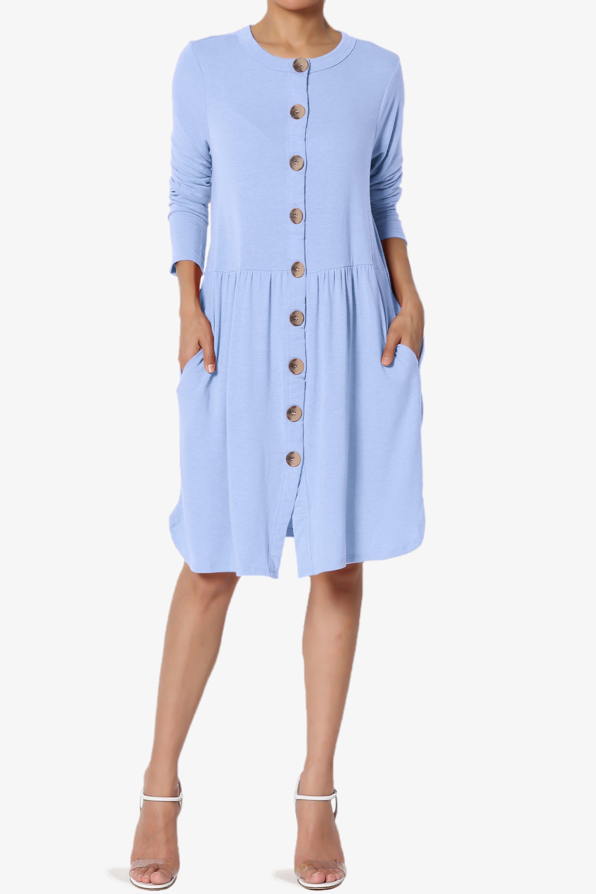 Load image into Gallery viewer, Karly Button Front Dress Cardigan LIGHT BLUE_1
