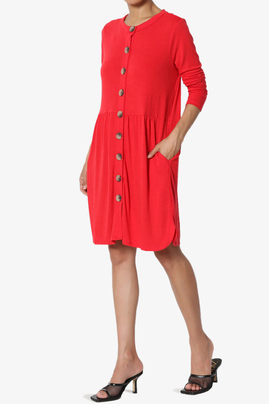 Load image into Gallery viewer, Karly Button Front Dress Cardigan RED_3
