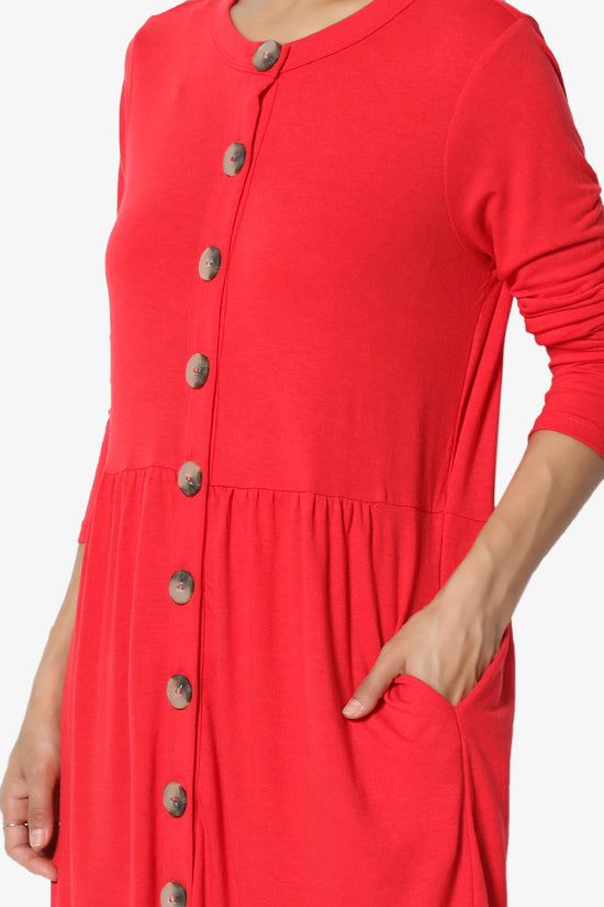 Karly Button Front Dress Cardigan RED_5