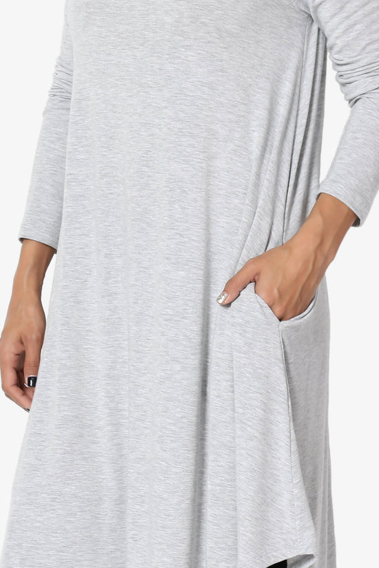 Load image into Gallery viewer, Clio Long Sleeve Mock Neck Pocket Dress HEATHER GREY_5
