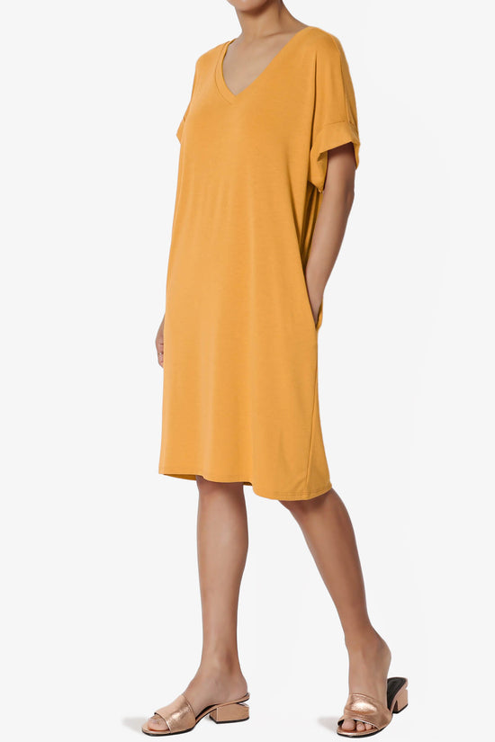 Load image into Gallery viewer, Janie Rolled Short Sleeve V-Neck Dress_3
