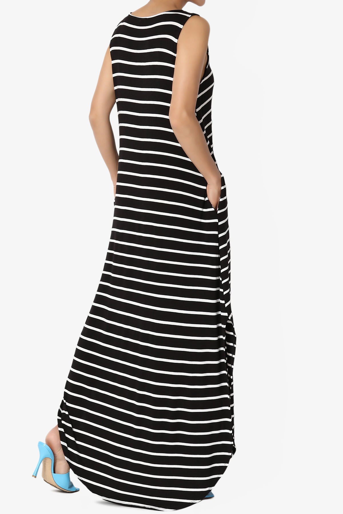 Lanie Striped Sleeveless Split Hem Maxi Dress