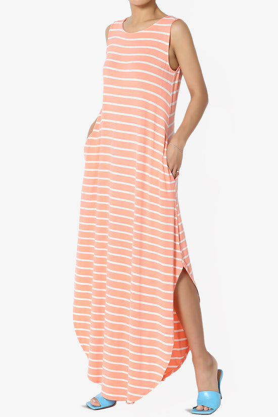 Load image into Gallery viewer, Lanie Striped Sleeveless Split Hem Maxi Dress PLUS

