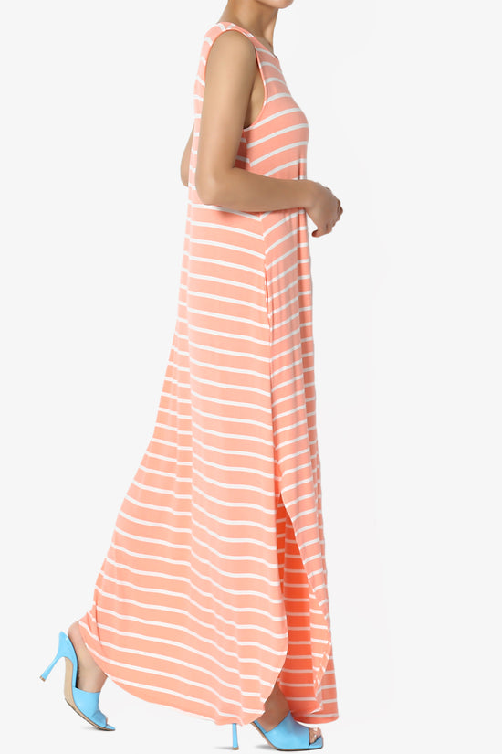 Lanie Striped Sleeveless Split Hem Maxi Dress PLUS