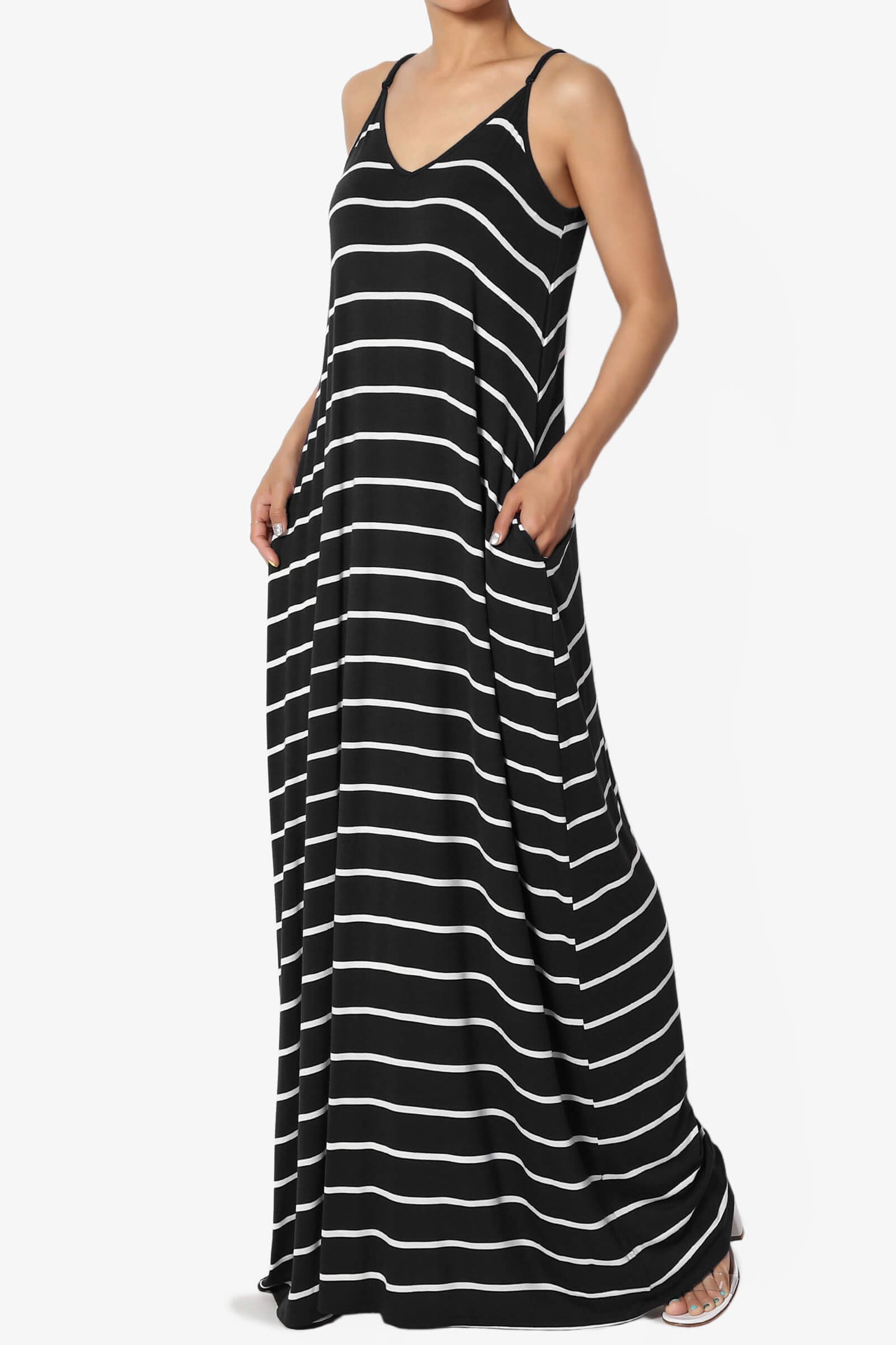 Adilette Striped Cami Maxi Dress BLACK_3