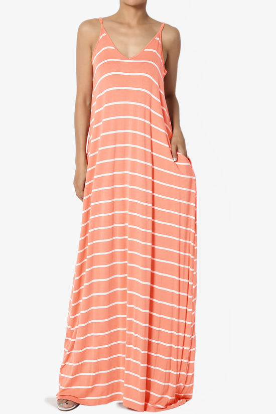 Adilette Striped Cami Maxi Dress CORAL_1