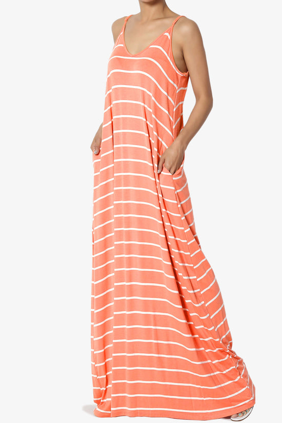 Adilette Striped Cami Maxi Dress CORAL_3