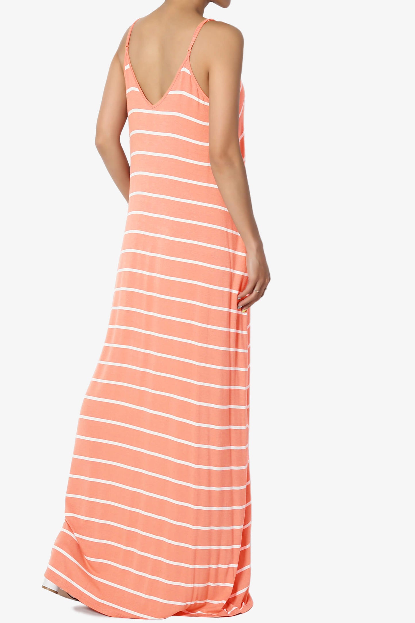 Adilette Striped Cami Maxi Dress CORAL_4