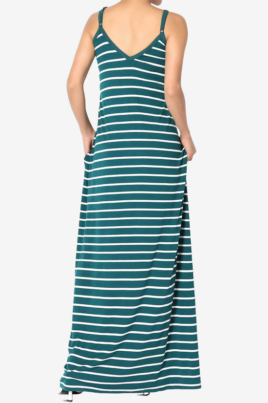 Load image into Gallery viewer, Adilette Striped Cami Maxi Dress DEEP GREEN_2
