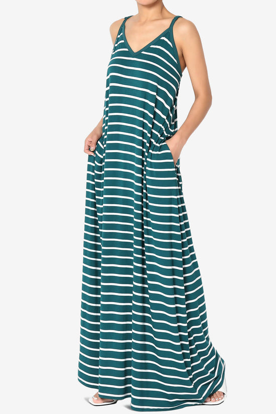Adilette Striped Cami Maxi Dress DEEP GREEN_3