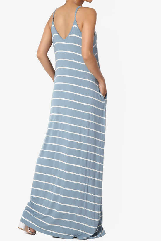 Load image into Gallery viewer, Adilette Striped Cami Maxi Dress DUSTY BLUE_4
