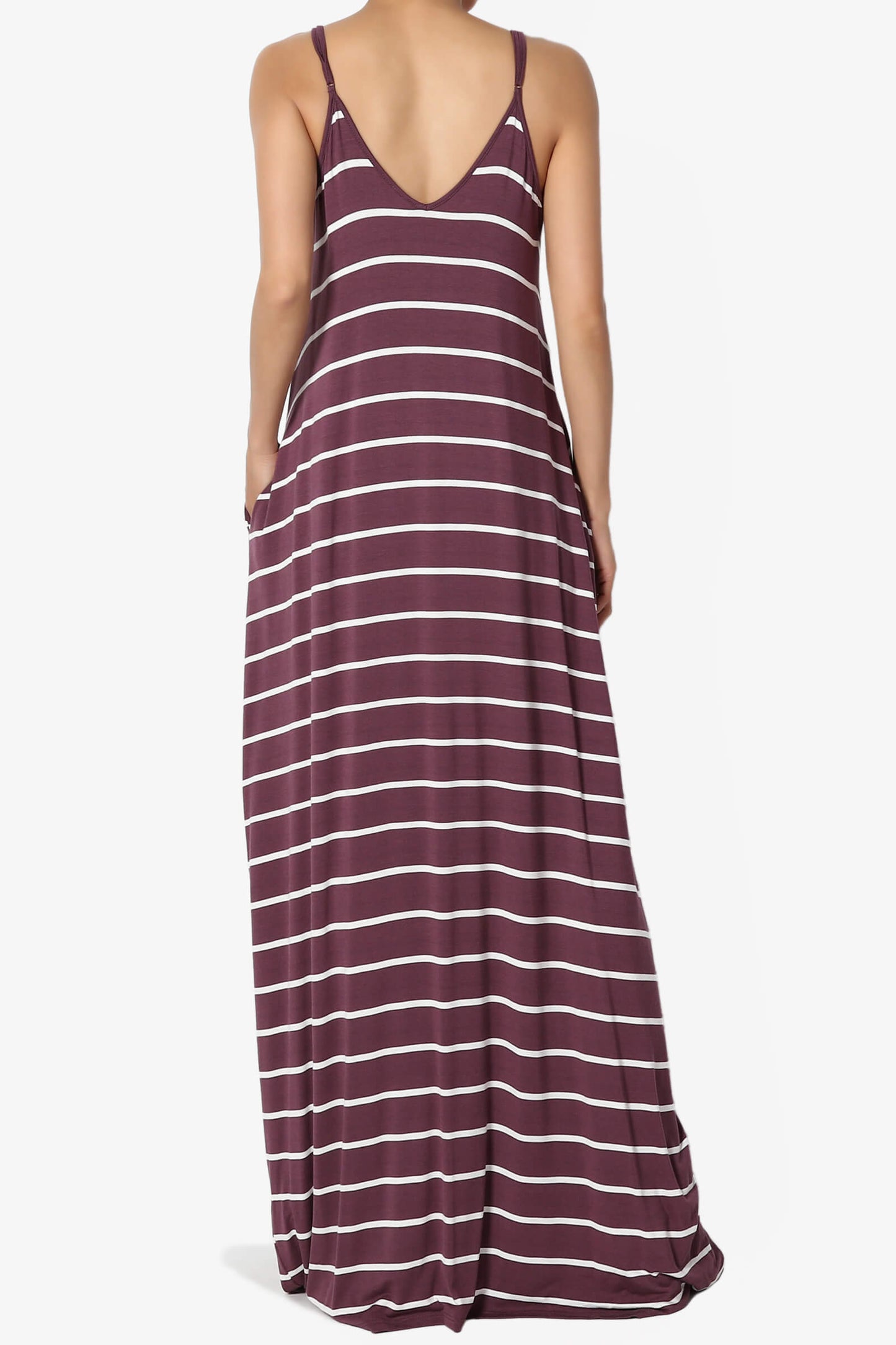 Load image into Gallery viewer, Adilette Striped Cami Maxi Dress DUSTY PLUM_2
