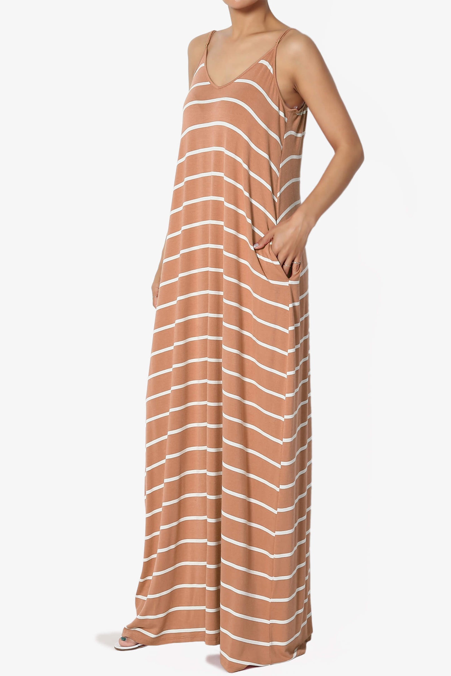 Adilette Striped Cami Maxi Dress EGG SHELL_3