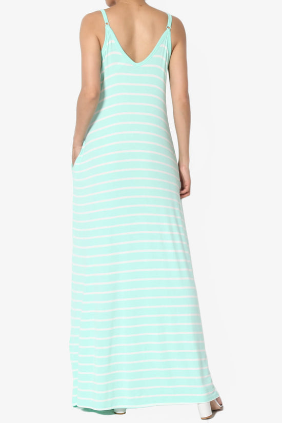 Load image into Gallery viewer, Adilette Striped Cami Maxi Dress GREEN MINT_2

