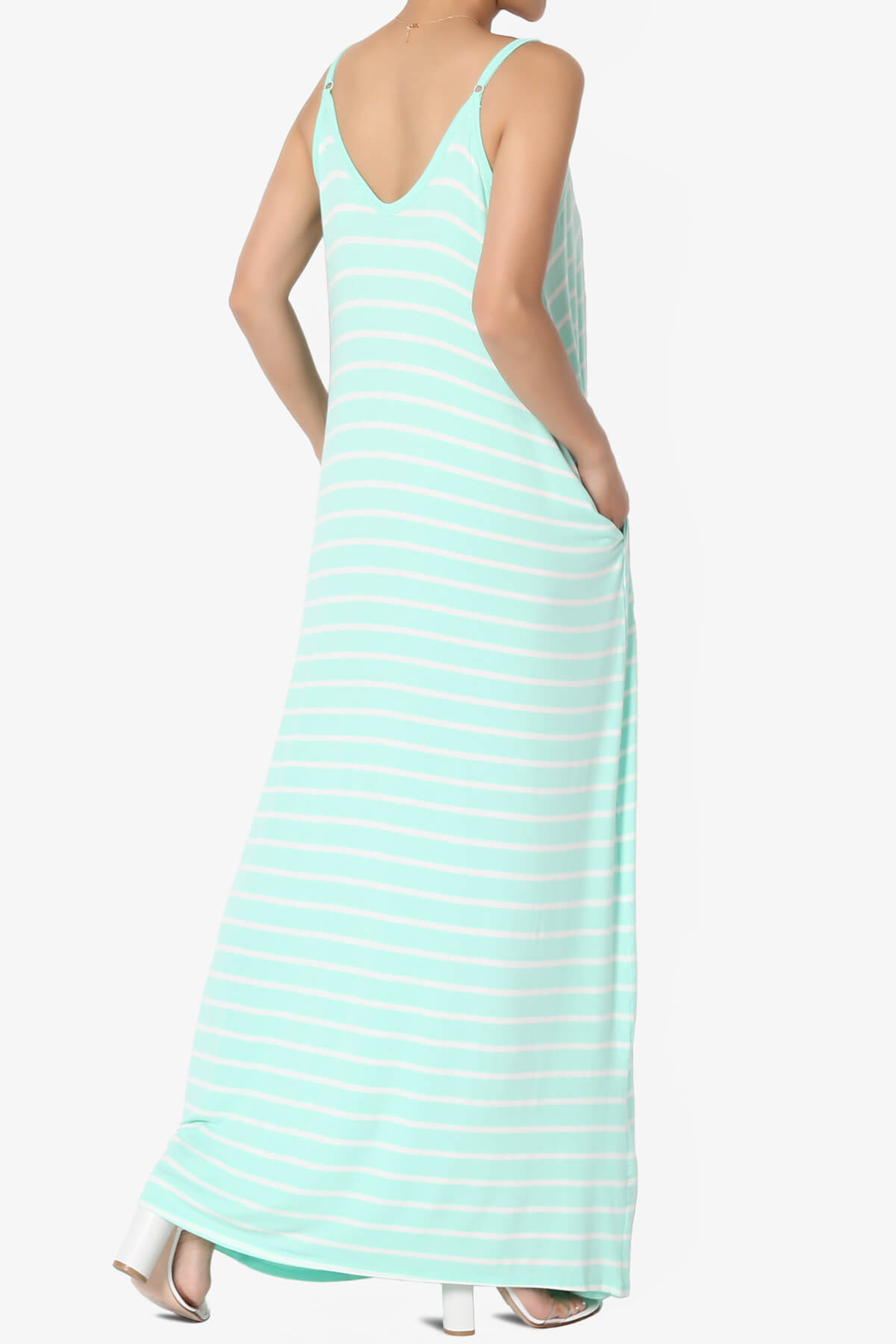Load image into Gallery viewer, Adilette Striped Cami Maxi Dress GREEN MINT_4
