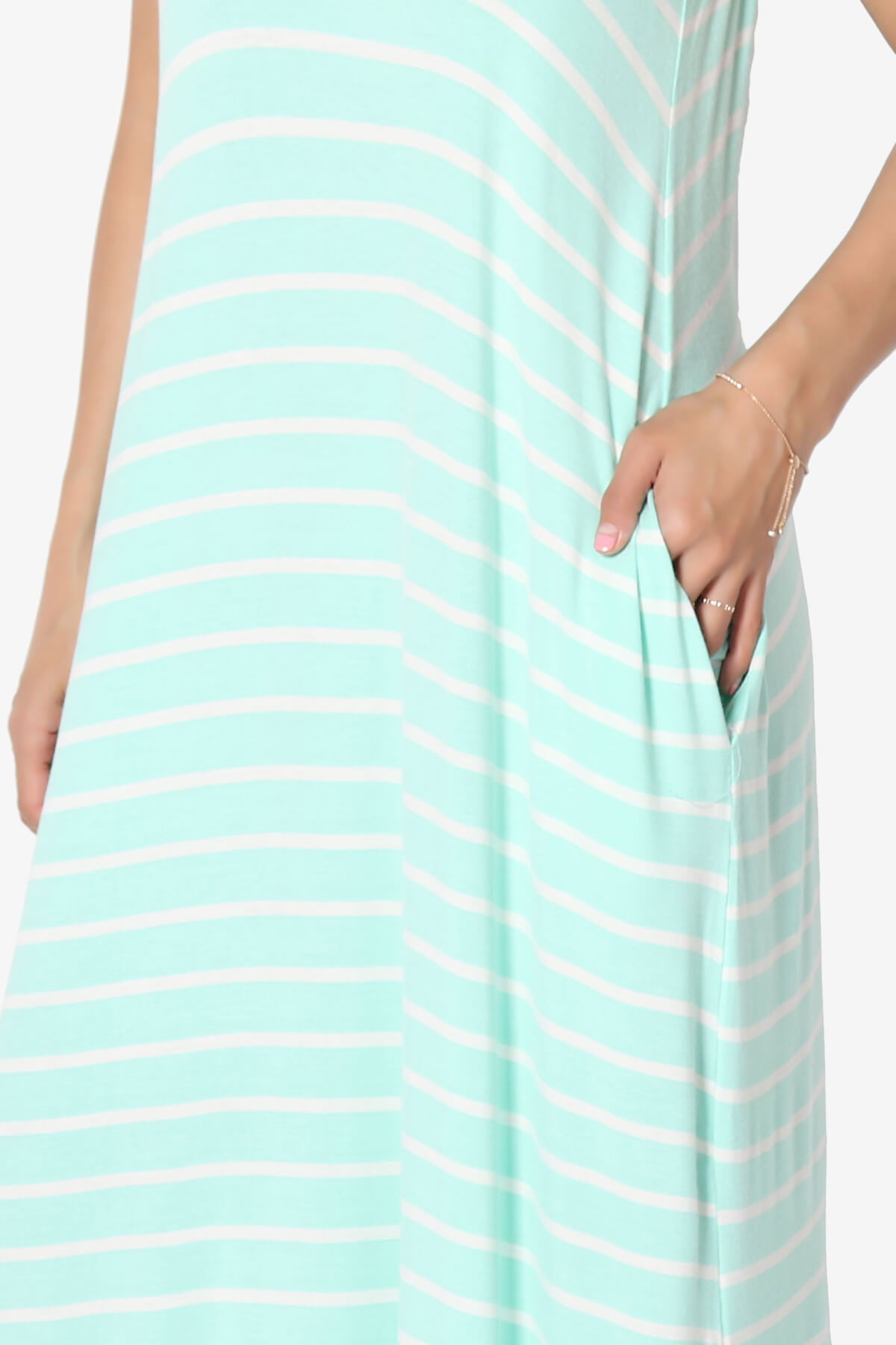 Load image into Gallery viewer, Adilette Striped Cami Maxi Dress GREEN MINT_5
