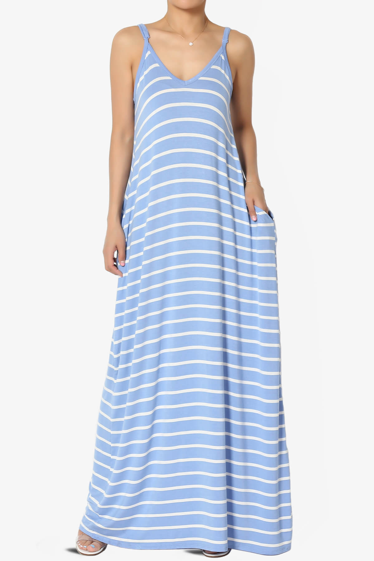 Adilette Striped Cami Maxi Dress LIGHT BLUE_1