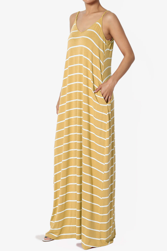Load image into Gallery viewer, Adilette Striped Cami Maxi Dress LIGHT MUSTARD_3
