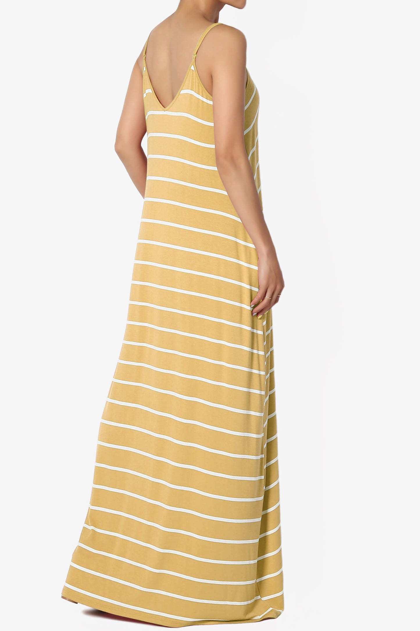 Adilette Striped Cami Maxi Dress LIGHT MUSTARD_4