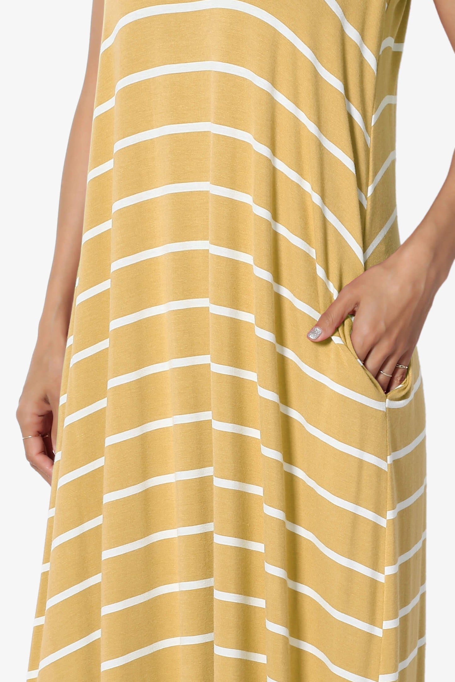 Load image into Gallery viewer, Adilette Striped Cami Maxi Dress LIGHT MUSTARD_5
