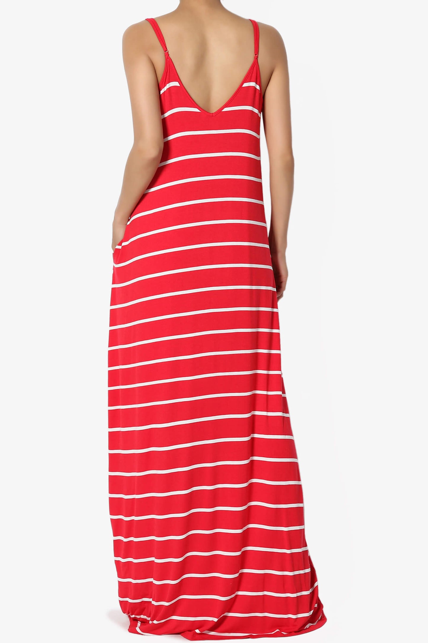Adilette Striped Cami Maxi Dress RED_2