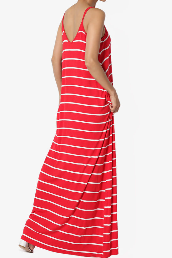 Adilette Striped Cami Maxi Dress RED_4