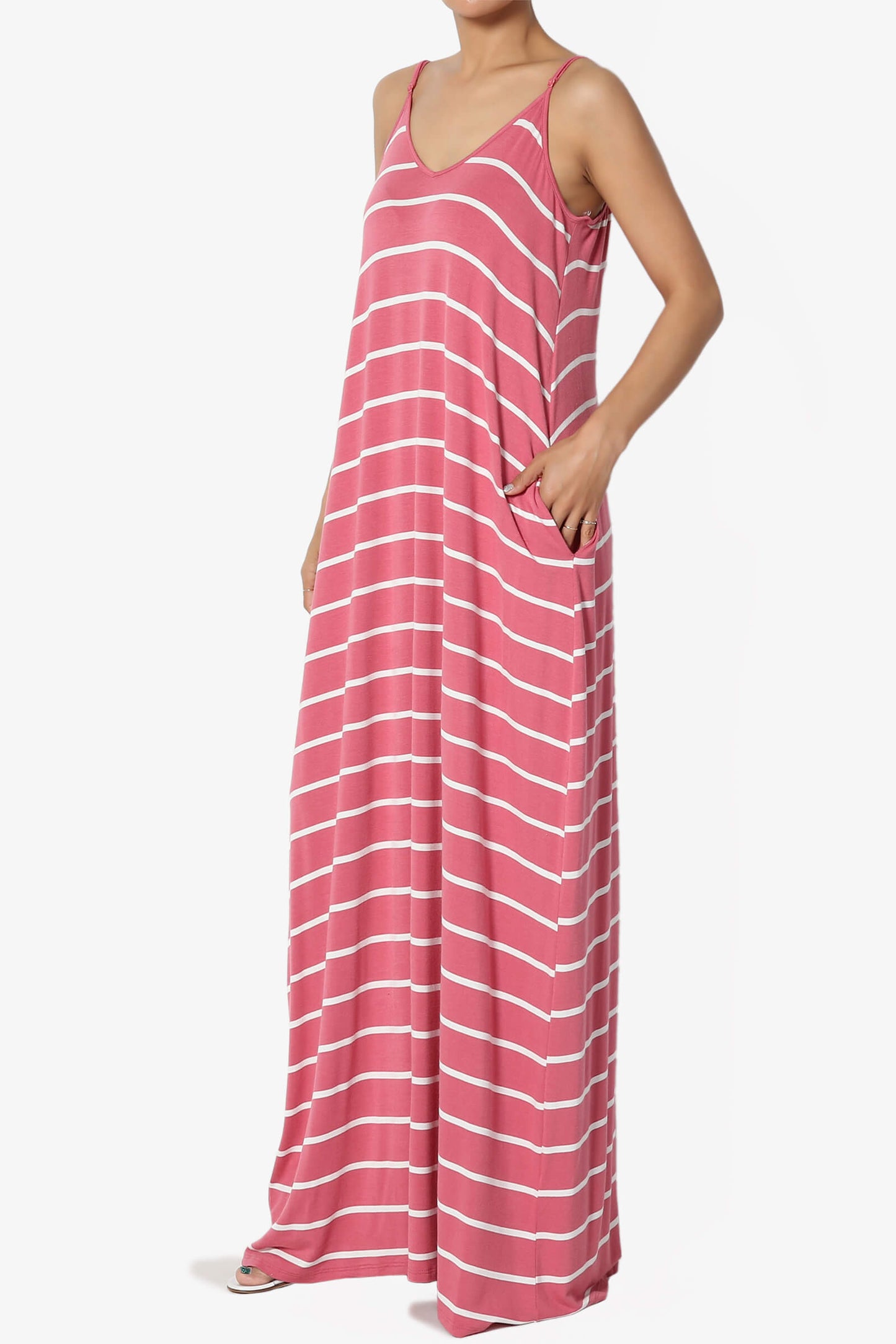 Load image into Gallery viewer, Adilette Striped Cami Maxi Dress ROSE_3
