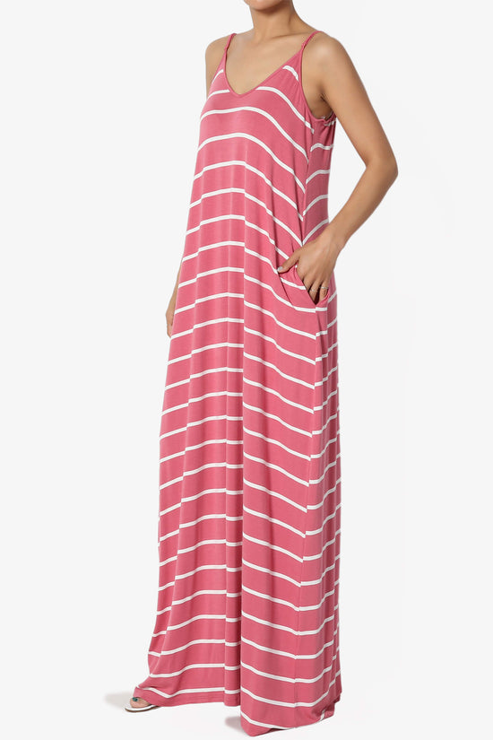 Load image into Gallery viewer, Adilette Striped Cami Maxi Dress ROSE_3
