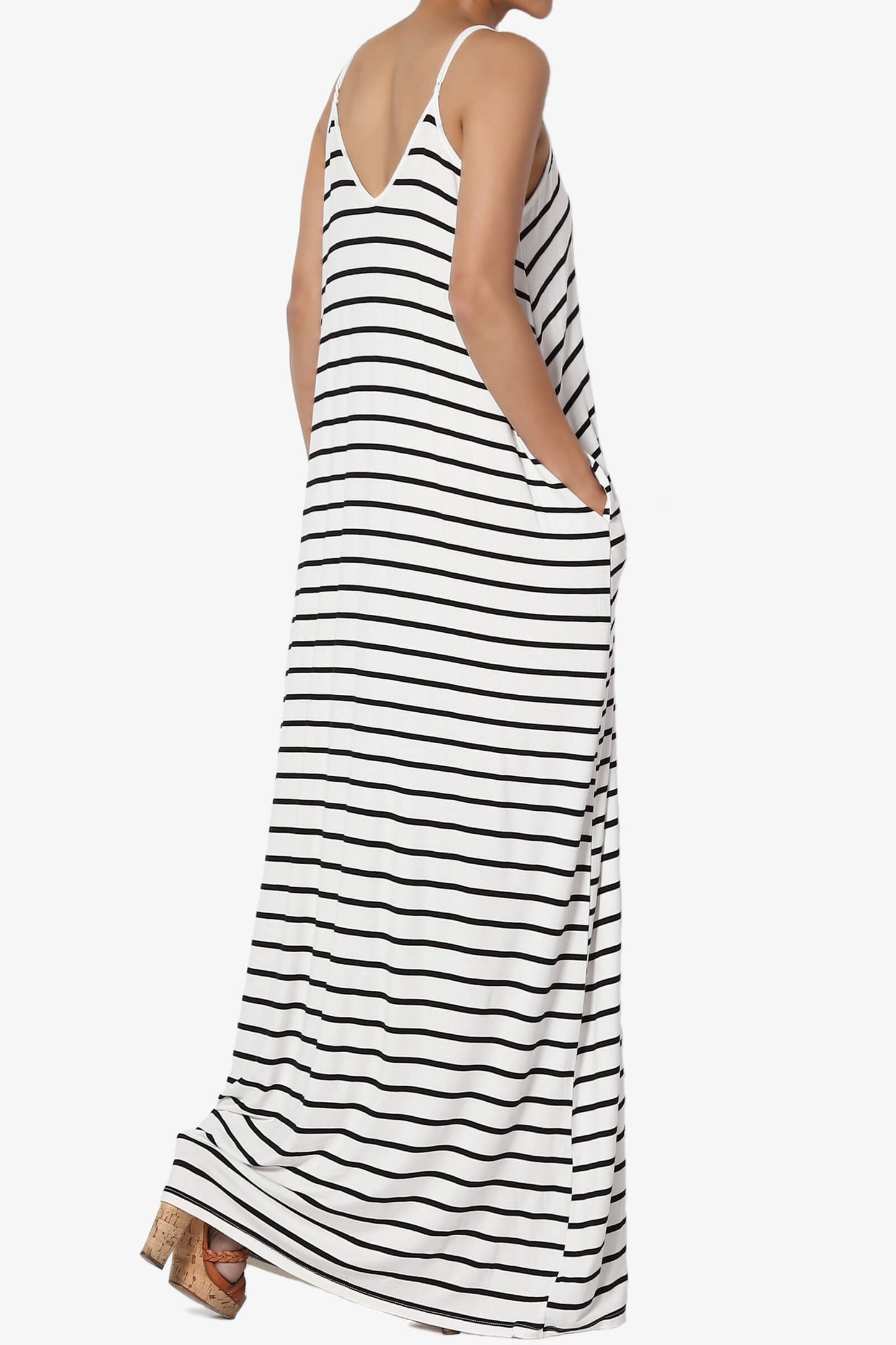 Load image into Gallery viewer, Adilette Striped Cami Maxi Dress WHITE_4
