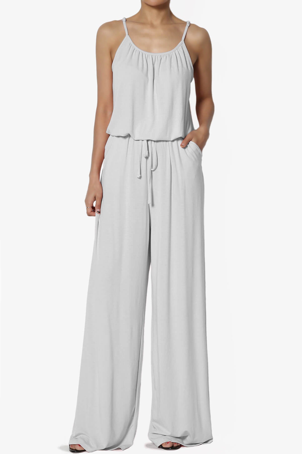 Load image into Gallery viewer, Daelynn Strappy Wide Leg Jumpsuit LIGHT GREY_1
