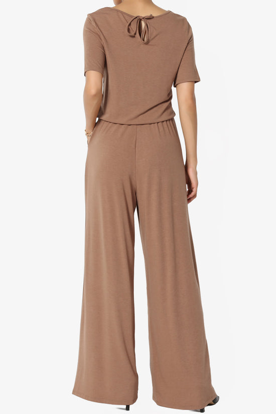 Load image into Gallery viewer, Tina Short Sleeve Wide Leg Jumpsuit COCOA_2

