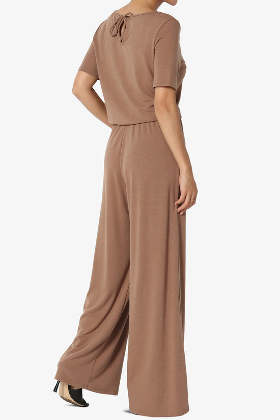 Load image into Gallery viewer, Tina Short Sleeve Wide Leg Jumpsuit COCOA_4
