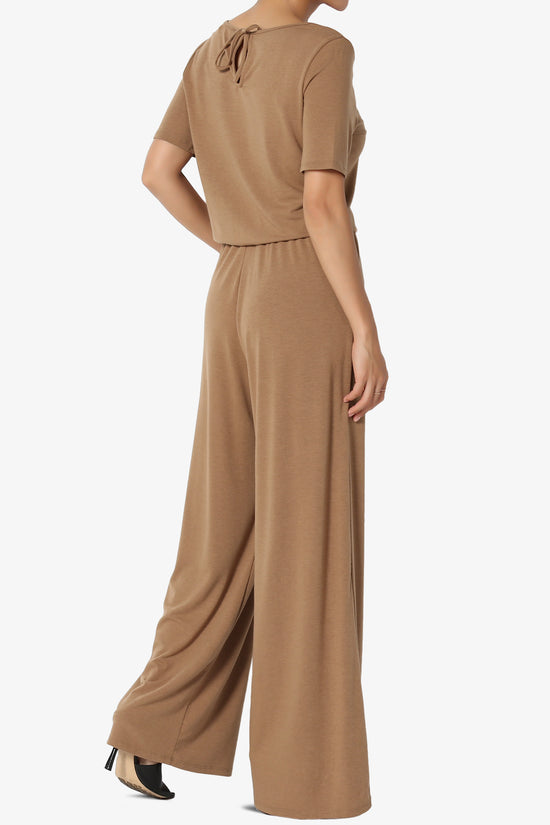Load image into Gallery viewer, Tina Short Sleeve Wide Leg Jumpsuit DEEP CAMEL_4
