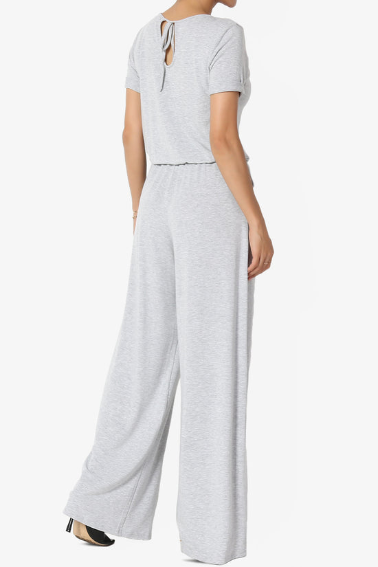 Load image into Gallery viewer, Tina Short Sleeve Wide Leg Jumpsuit HEATHER GREY_4
