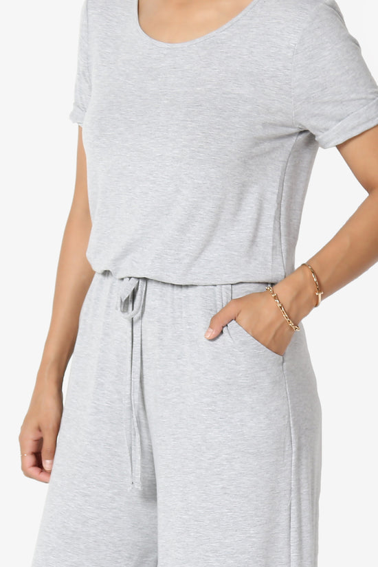 Load image into Gallery viewer, Tina Short Sleeve Wide Leg Jumpsuit HEATHER GREY_5
