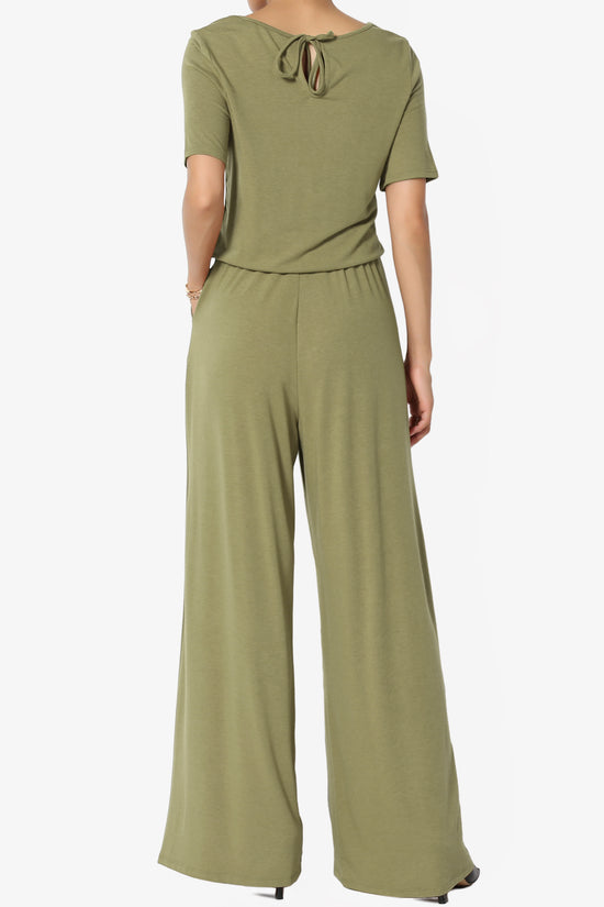 Load image into Gallery viewer, Tina Short Sleeve Wide Leg Jumpsuit KHAKI GREEN_2
