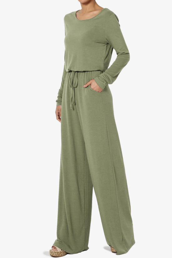 Load image into Gallery viewer, Xaren Long Sleeve Lounge Jumpsuit TALL DUSTY OLIVE_3
