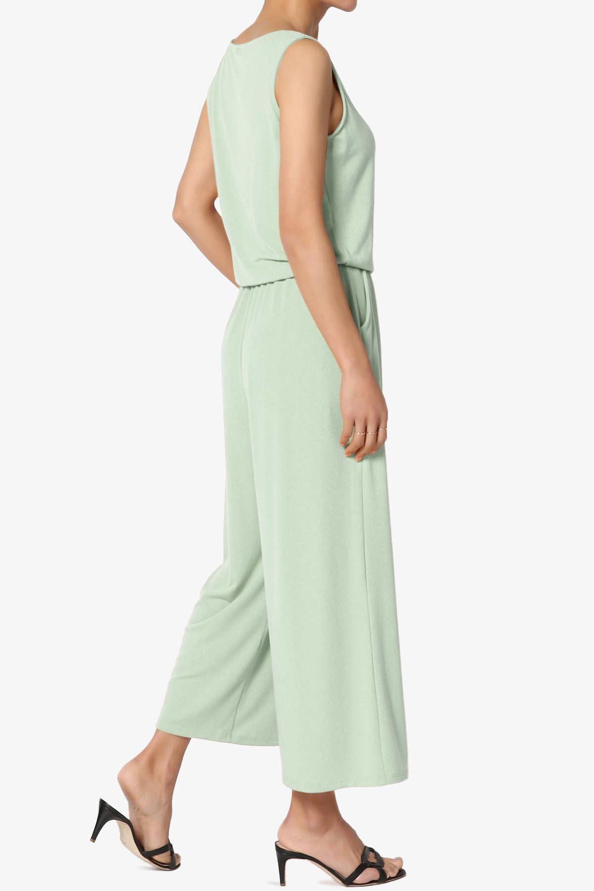 Xaren Sleeveless Blouson Culotte  Jumpsuit LIGHT SAGE_4