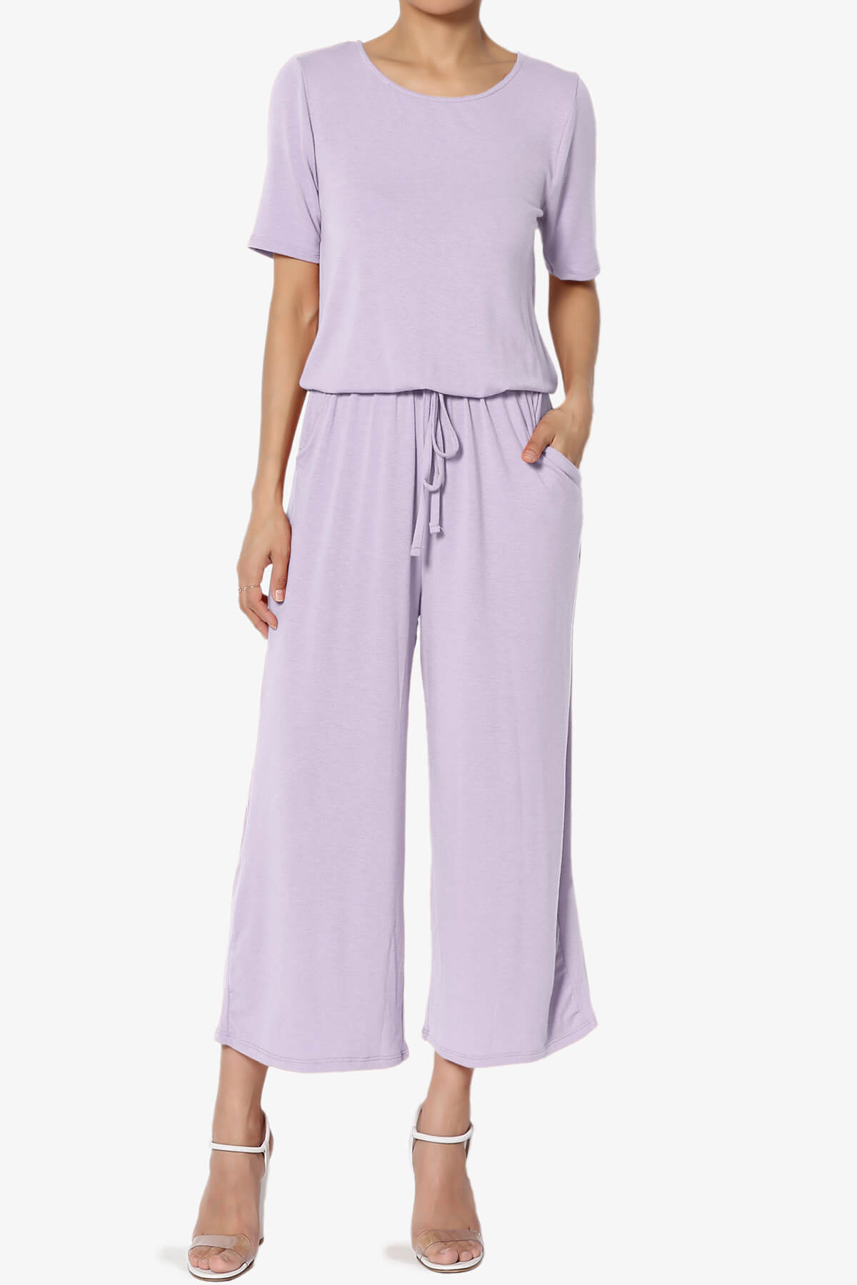 Load image into Gallery viewer, Tina Short Sleeve Culotte Jumpsuit DUSTY LAVENDER_1
