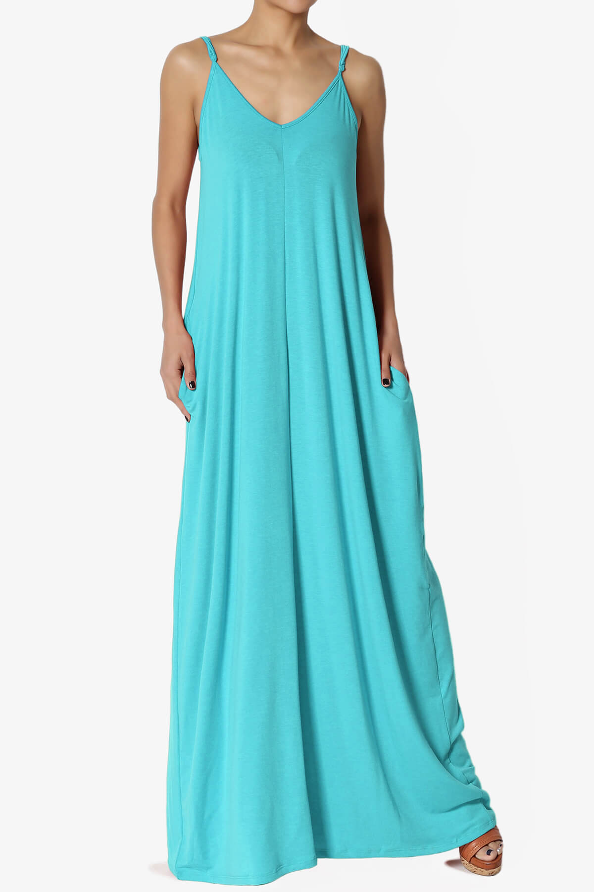 Load image into Gallery viewer, Venus Pocket Cami Maxi Dress ICE BLUE_1
