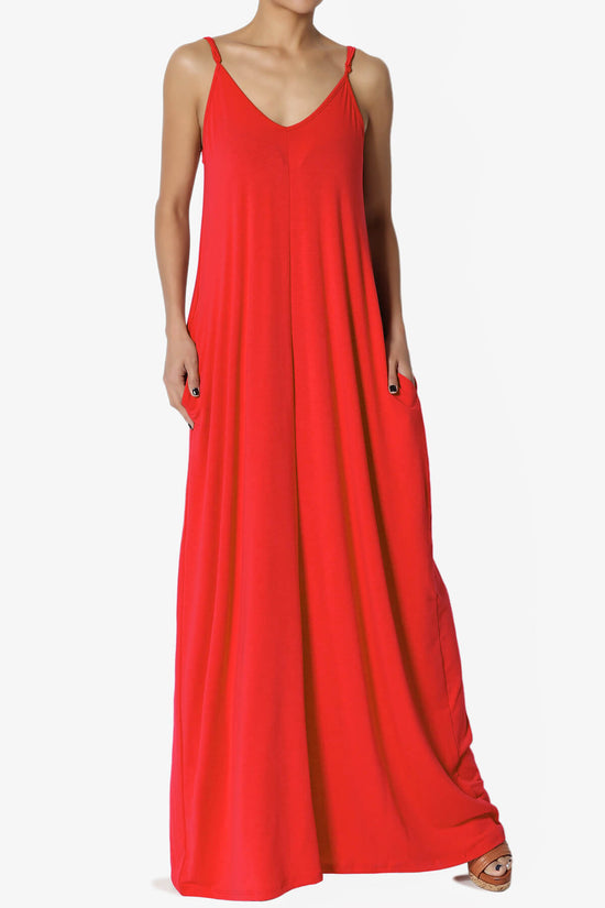 Venus Pocket Cami Maxi Dress RED_1