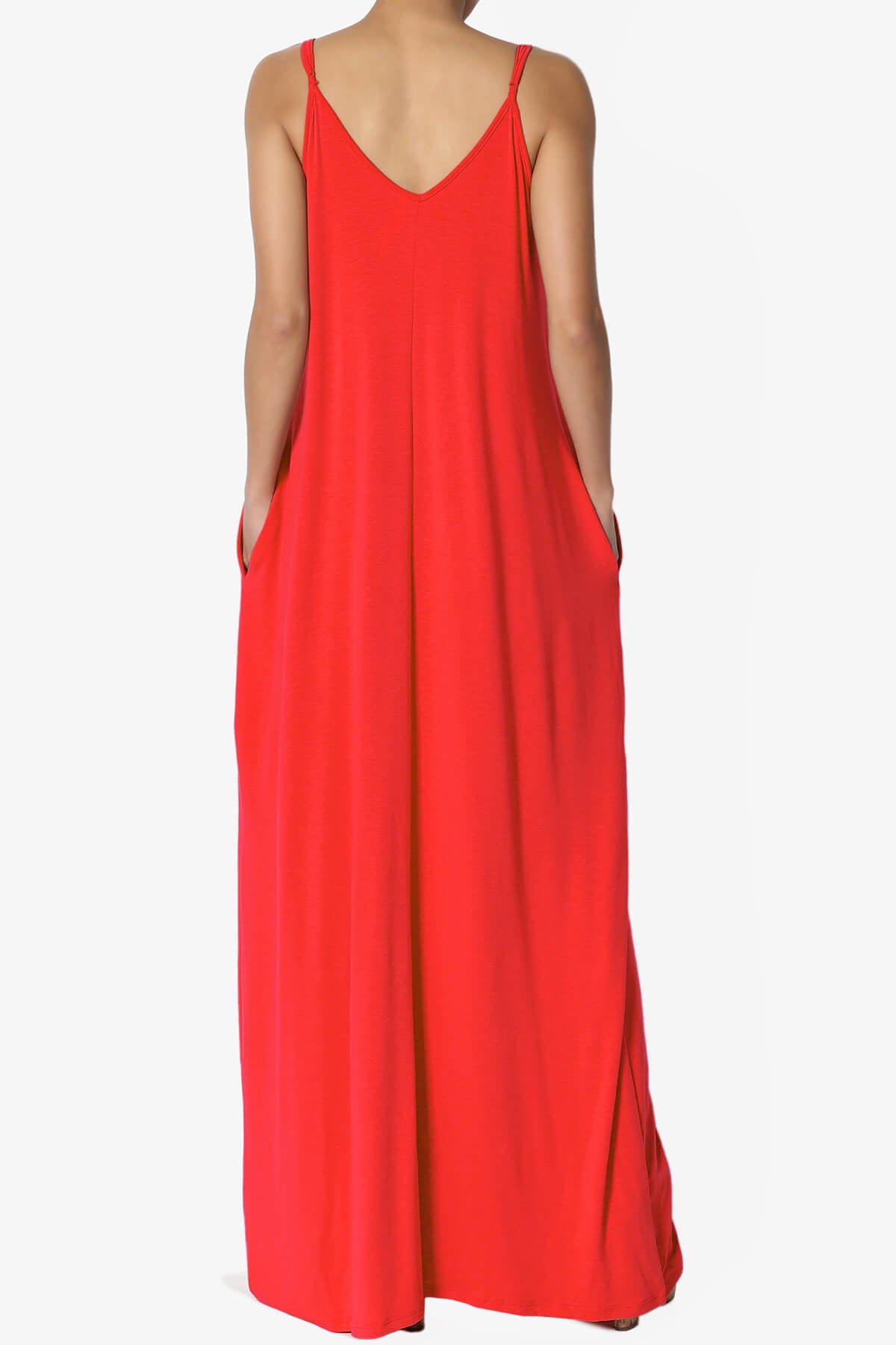 Load image into Gallery viewer, Venus Pocket Cami Maxi Dress RED_2
