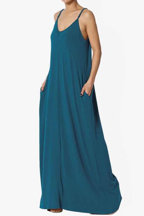 Load image into Gallery viewer, Venus Pocket Cami Maxi Dress TEAL_1

